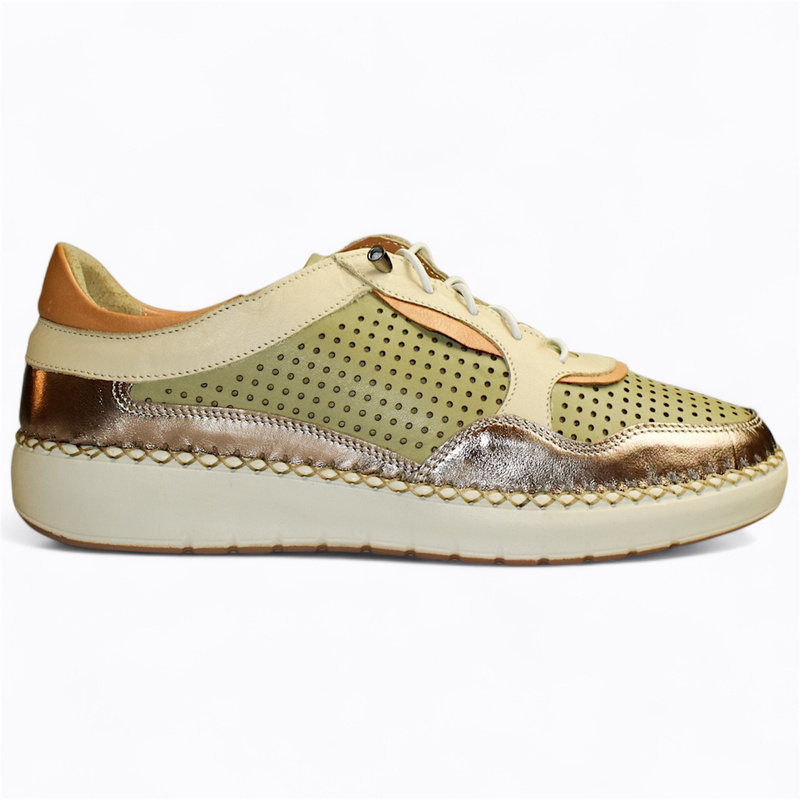 Rinelei Women's Green Leather Low-Cut Shoes