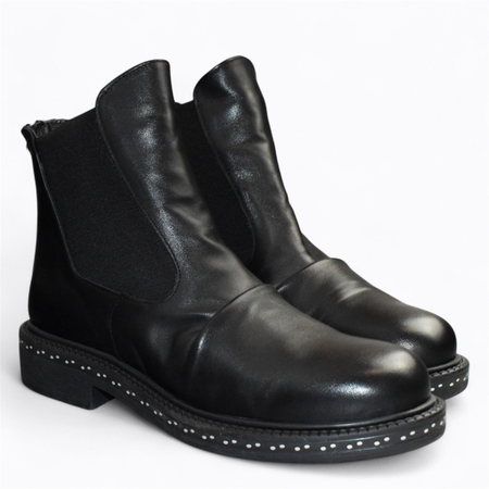 SKÓRZANE CZARNE BOTKI DAMSKIE GALISIA