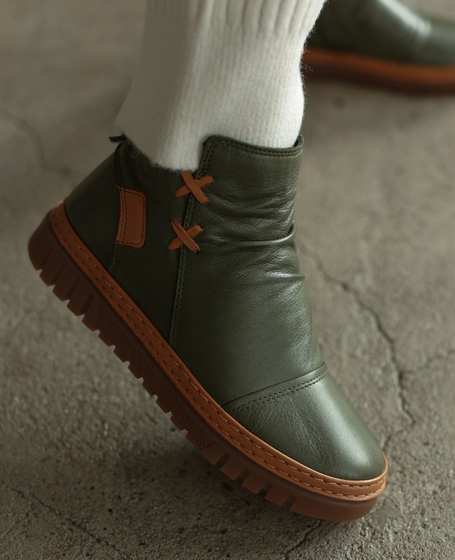 Brumela Women's Olive-Green Leather Boots