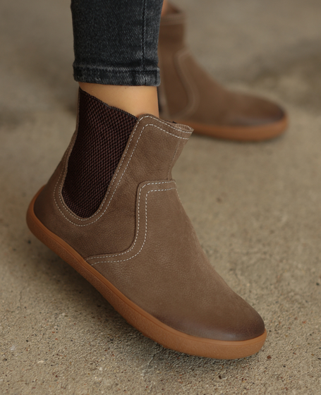 Skórzane barefoot szare sztyblety damskie Galoria