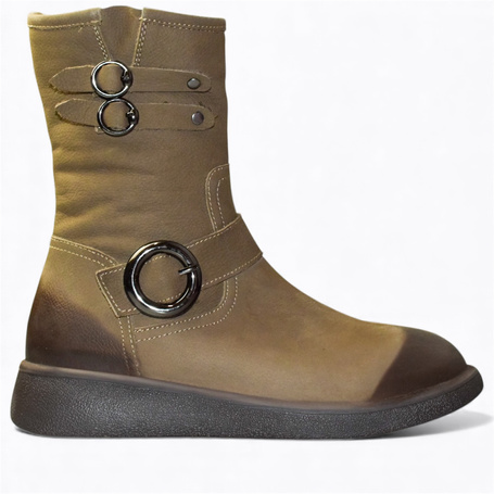Davinia Beige Leather Women's Boots