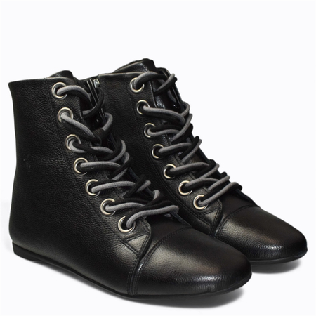 SKÓRZANE CZARNE TRZEWIKI DAMSKIE CERILIA