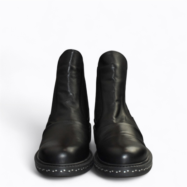 Galisia Women's Black Leather Ankle Boots
