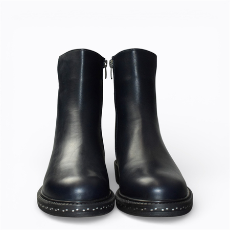 SKÓRZANE GRANATOWE BOTKI DAMSKIE MARITHA