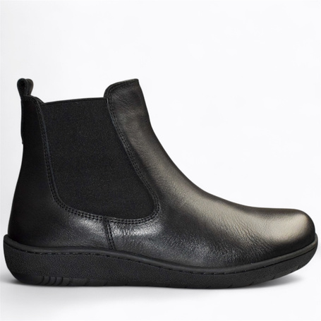 Avanise Black Leather Women's Barefoot Ankle Boots