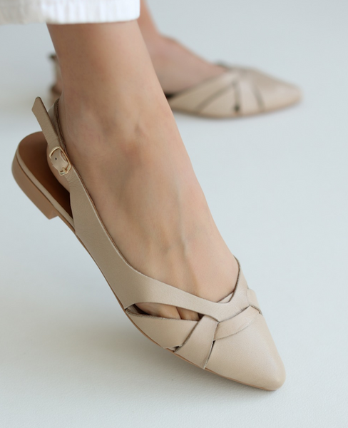Korlina Beige Leather Women's Sandals