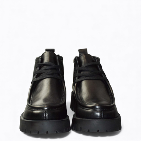 SKÓRZANE CZARNE BOTKI DAMSKIE RHANIEL