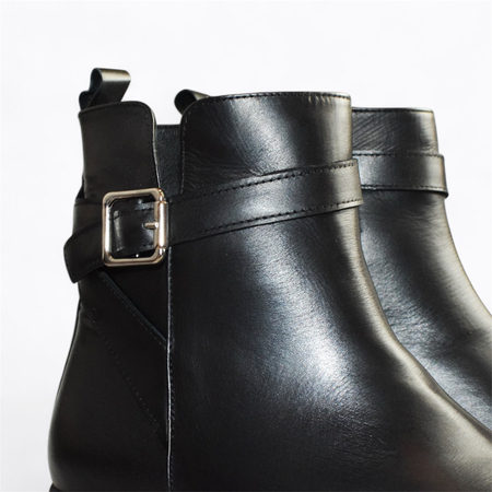 SKÓRZANE CZARNE BOTKI DAMSKIE KESSINA