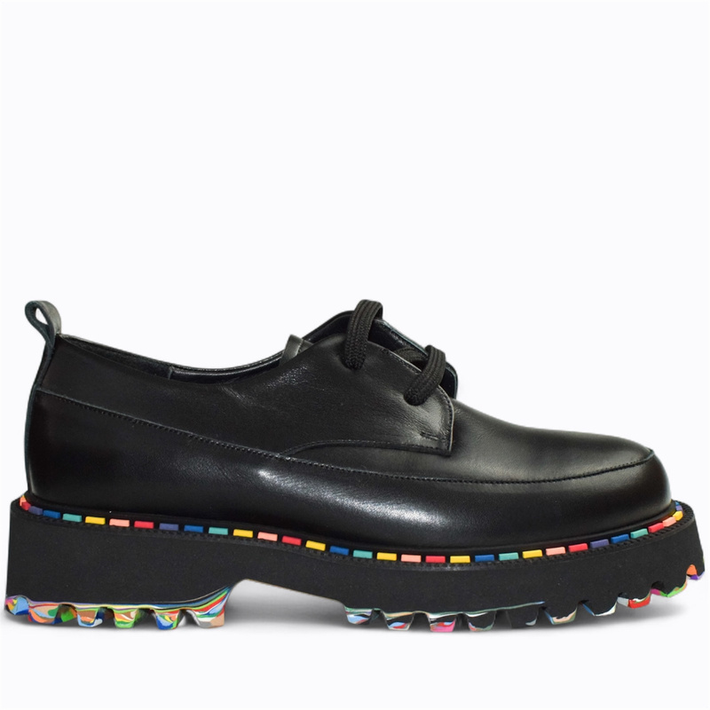 Olimira Women's Black Leather Low-Top Shoes