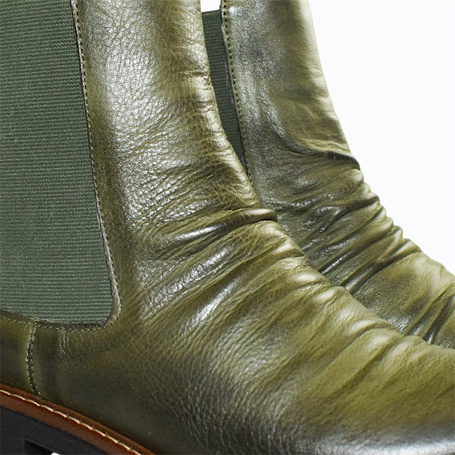 Lisavia Women's Green Leather Ankle Boots