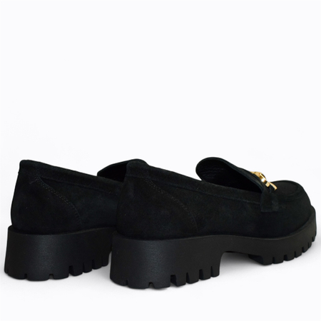 Skórzane czarne półbuty damskie Tilomea