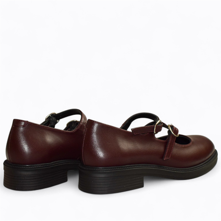 Skórzane bordowe półbuty damskie Kirella