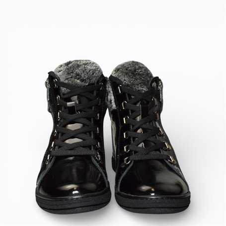 Olirita Women's Black Leather Snow Boots
