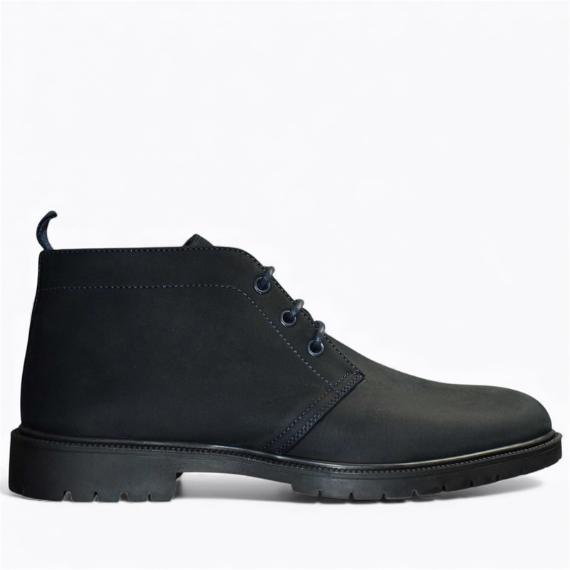 EMILSON MEN'S NAVY BLUE LEATHER BOOTS