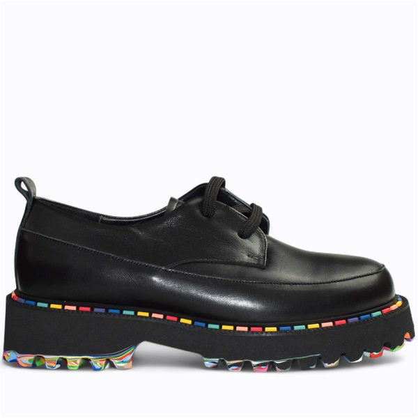 Olimira Women's Black Leather Low-Top Shoes