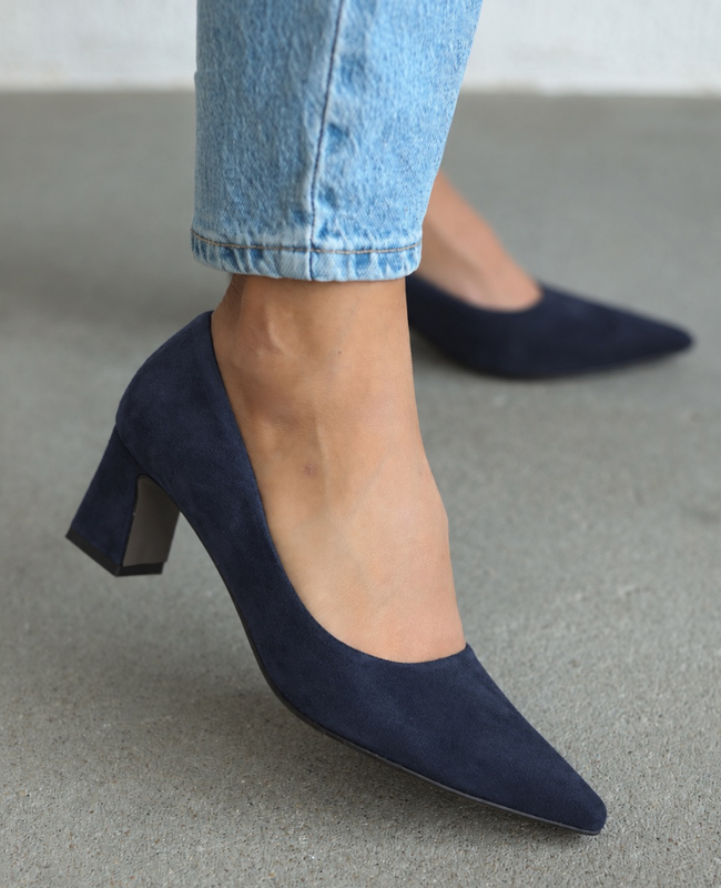Pinseri Navy Blue Leather Women's Pumps