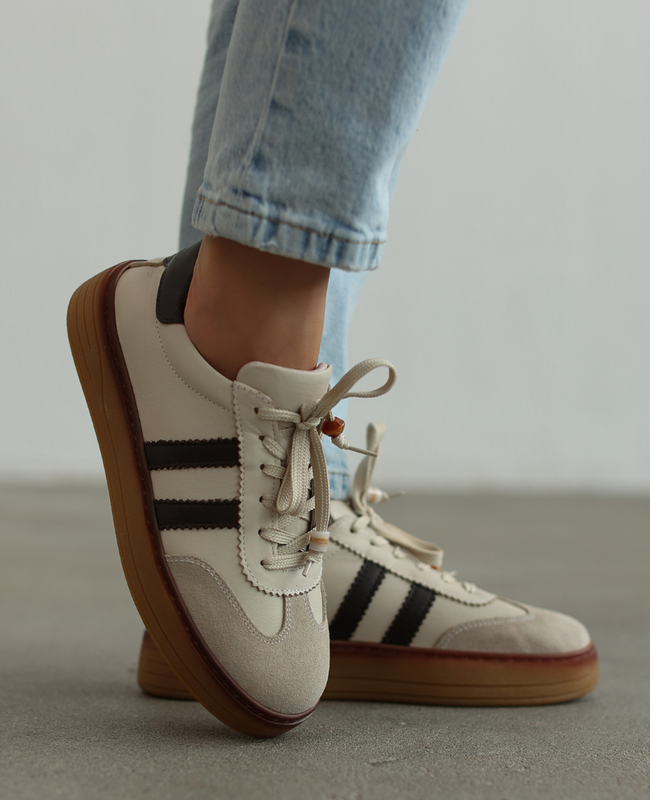 Zenovia Beige Leather Women's Sneakers