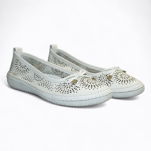 Ersinea Women's White Leather Low-Cut Shoes