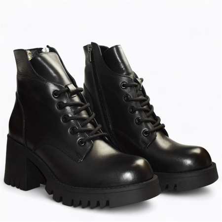 SKÓRZANE CZARNE BOTKI DAMSKIE ISADORA