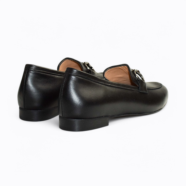 Graciel Black Leather Women's Low-Cut Shoes