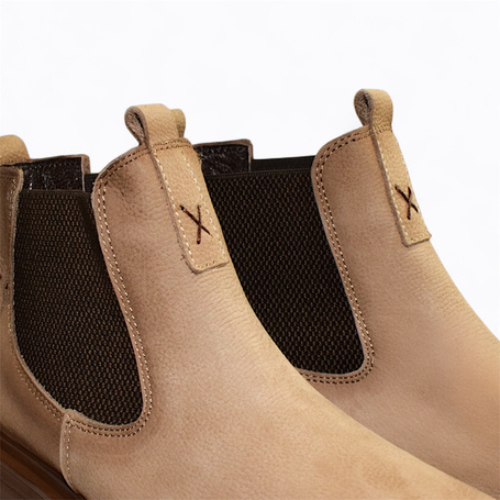 Manelia Beige Leather Women's Ankle Boots