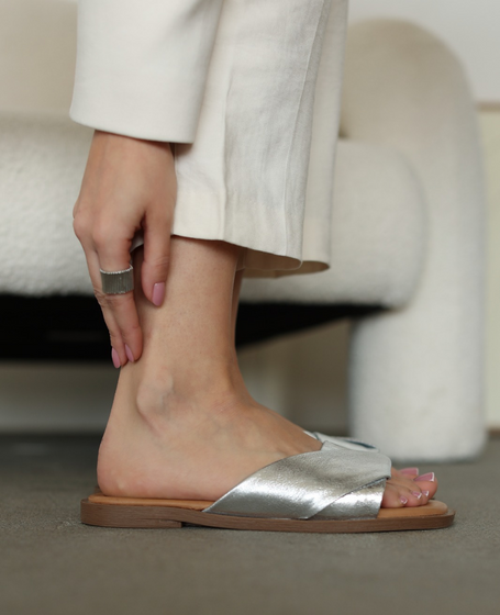 Rolmisa Women's Leather Silver Sandals