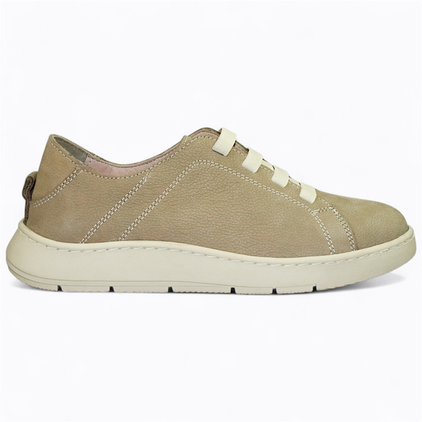 Nooria Beige Leather Women's Low-Cut Shoes