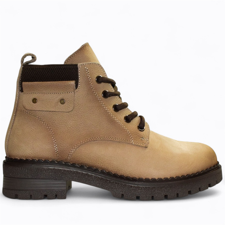 Frilama Women's Gray Leather Ankle Boots