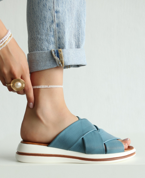 Palvini Women's Leather Denim Flip-Flops