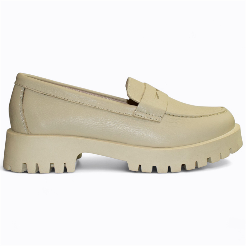 Skórzane beżowe półbuty damskie Marticia