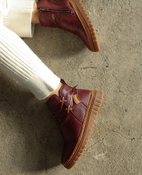 Brumela Women's Burgundy Leather Boots