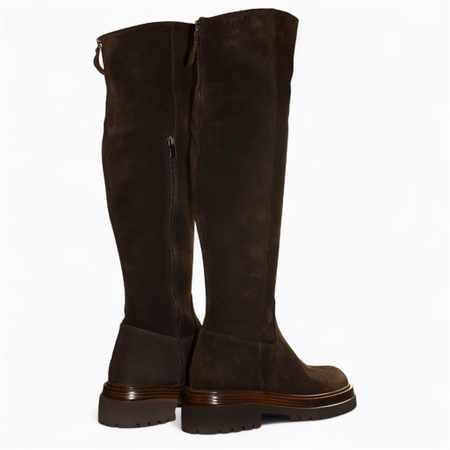 Skórzane brązowe kozaki damskie Embrina