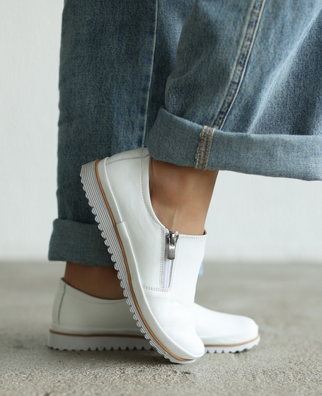 Norlith Women's White Leather Low-Top Shoes