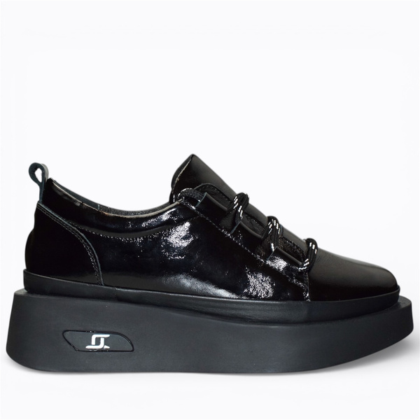 Lesmari Women's Black Leather Low-Cut Shoes