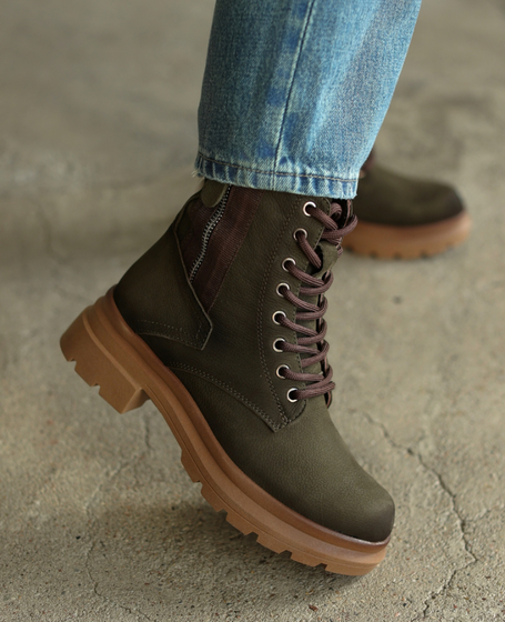 Kadaria Women's Khaki Leather Boots