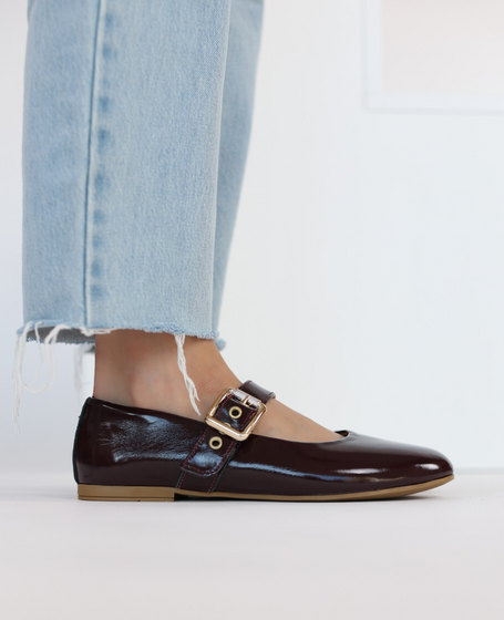 Brinexa Women's Burgundy Leather Ballerina Flats
