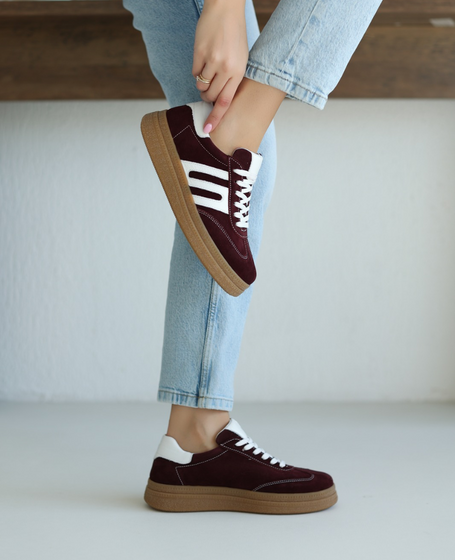 Nimelei Women's Burgundy Leather Sneakers