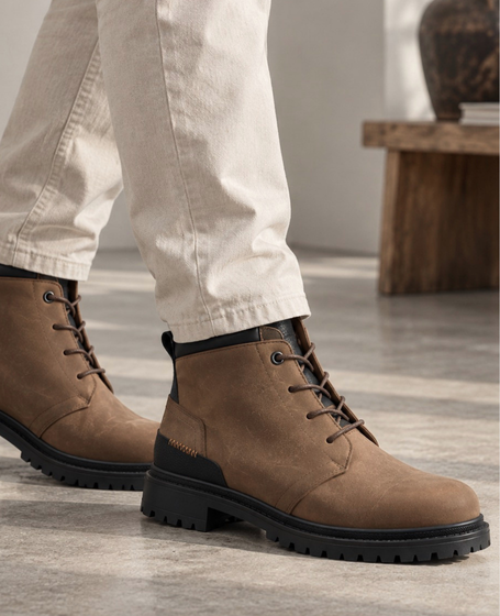 Davison Men's Taupe Leather Boots