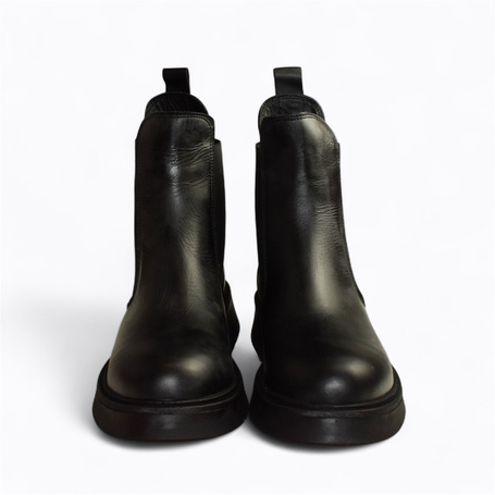 Inorith Women's Black Leather Ankle Boots