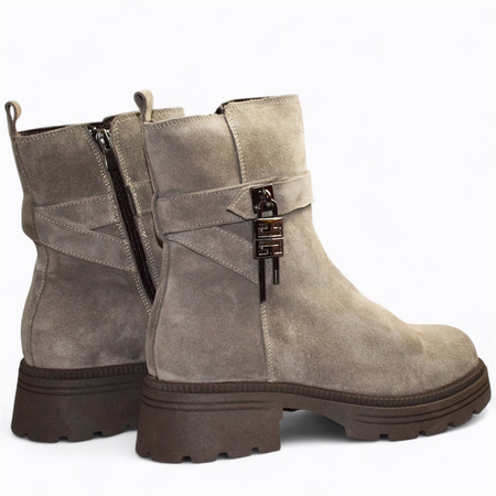 Skórzane szare botki damskie Pilenna