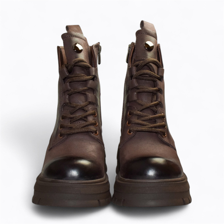 Skórzane brązowe botki damskie Genevra