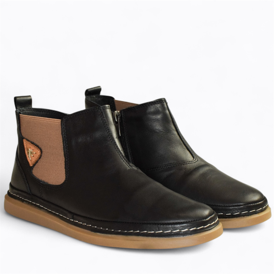 Skórzane czarne trzewiki damskie Kermitia