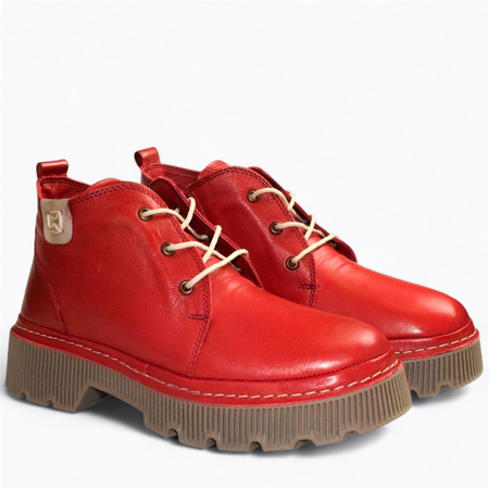 SKÓRZANE CZERWONE TRZEWIKI DAMSKIE ISOVENA