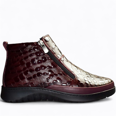 Eudoria Women's Burgundy Leather Ankle Boots