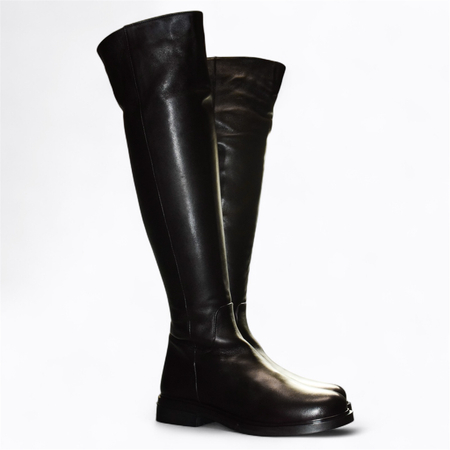 Skórzane czarne kozaki damskie Luremia