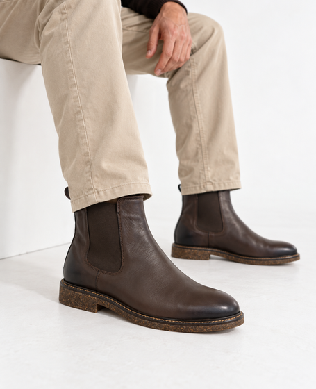 Brunero Men's Brown Leather Ankle Boots