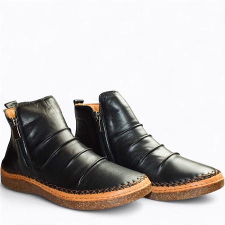 Skórzane czarne botki damskie Izmaria