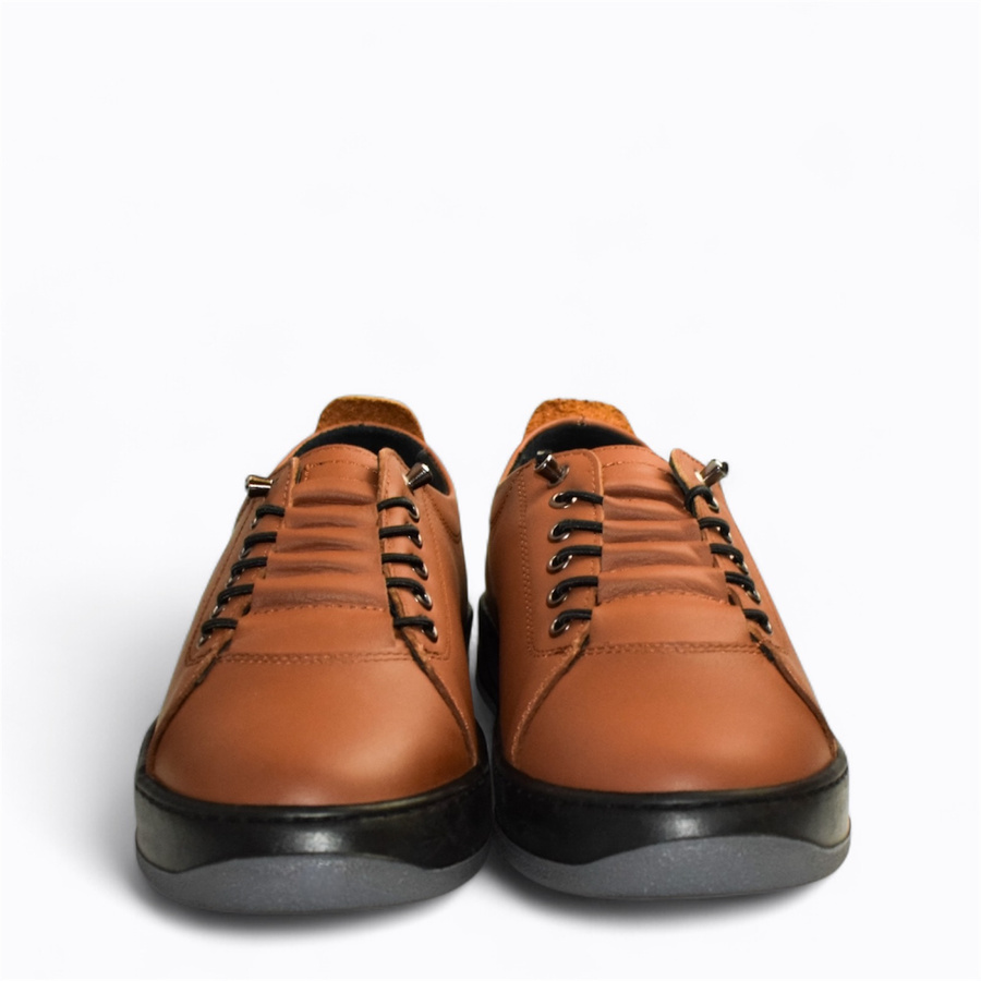 Skórzane rude sneakersy damskie Arestia