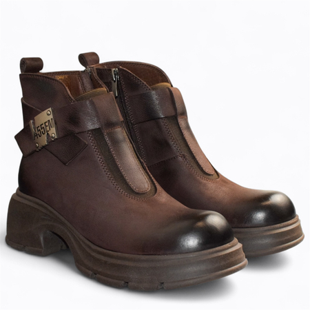 BRĄZOWE BOTKI DAMSKIE POLARYA