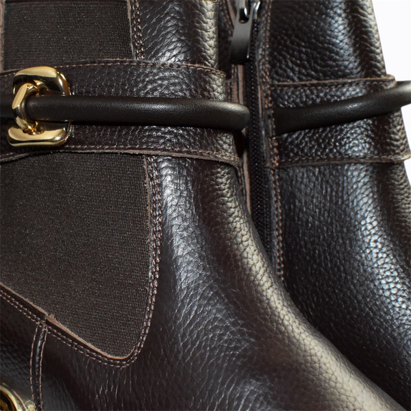 Heciria Women's Brown Leather Ankle Boots